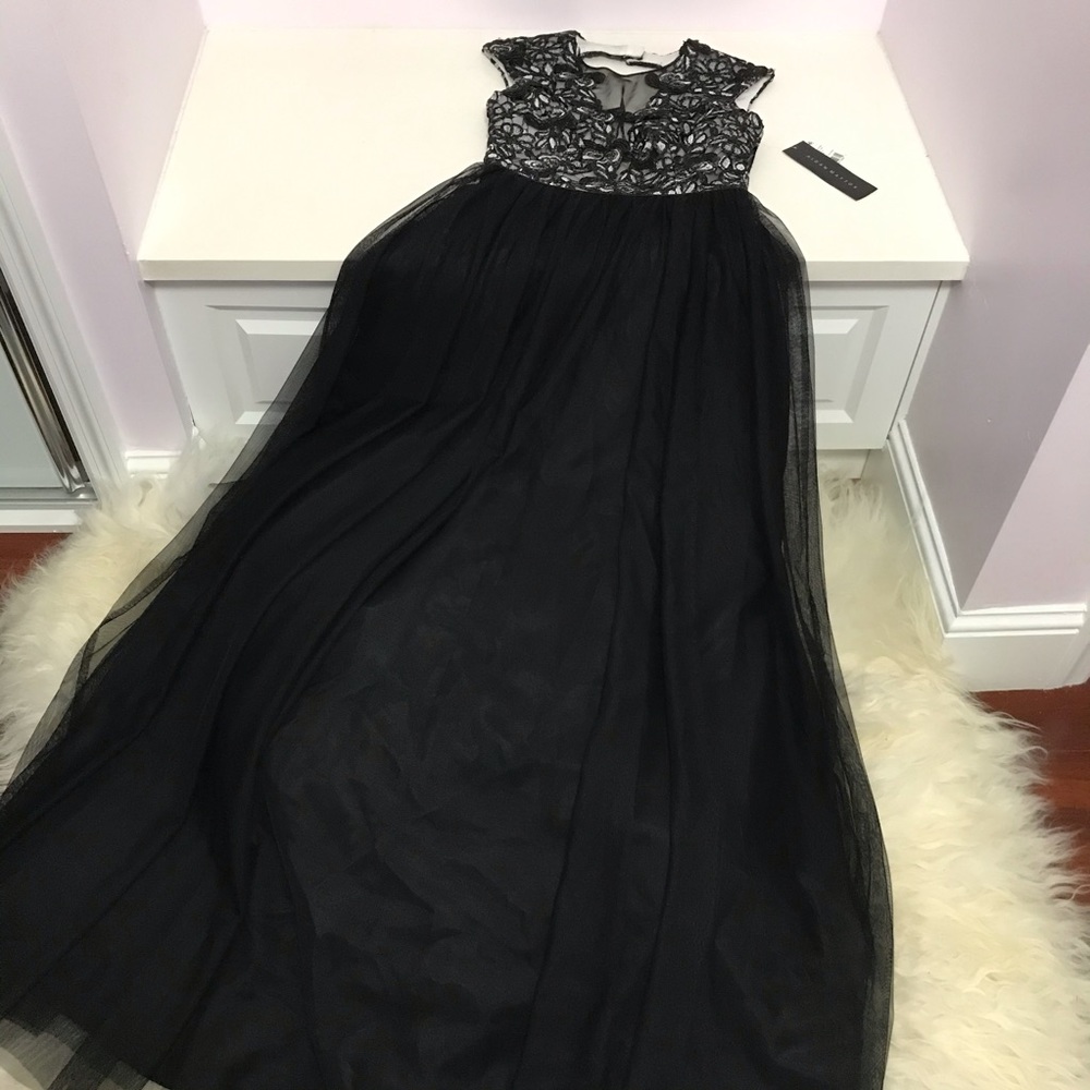 Aidan Mattox Silk-trim Gown Women's Black - Picture 2 of 8